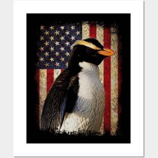 Chill Chic Penguin American Flag Tee for Antarctic Animal Aficionados Posters and Art